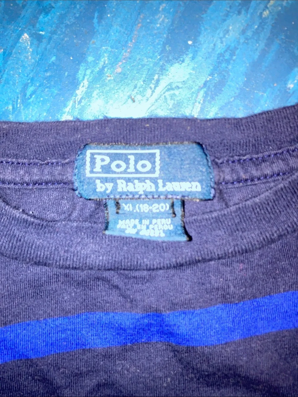 Ralph Lauren Black & Royal Blue Striped Long-Sleeve Tee